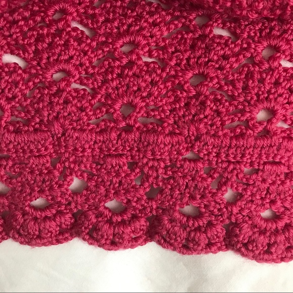 Handmade Raspberry Crocheted Sleeveless Dress - Picture 4 of 5